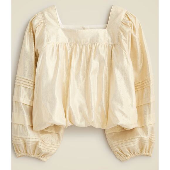 J Crew Crewcuts Girls Bubble Hem Top M 8 NWT Gold Lame Blouse Shirt CC970 J.Crew